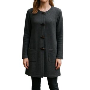 Ellen Tracy Wool Blend Sweater Duster Grey